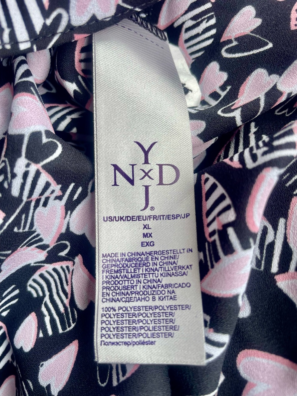 NYDJ Black Blouse with Pink Abstract Print - Picture 4 of 4